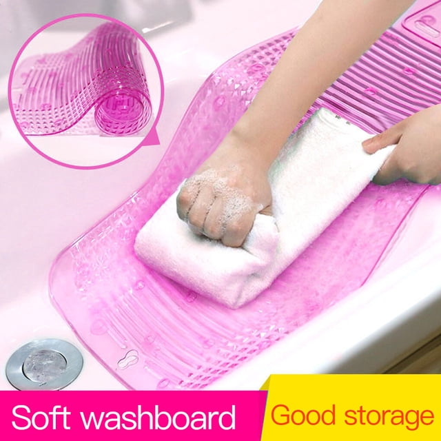 facefd Clothes Washboard Plastic Washing Board Foldable Home Laundry Tool Clothes Cleaning Accessory, Pink