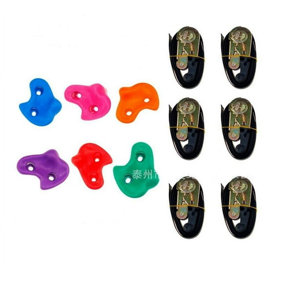 6 Ninja Tree Climbing Holds for Kids Climber, Adult Climbing Rocks with 6 Ratchet Straps
