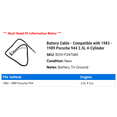thumbnail image 2 of Battery Cable - Compatible with 1983 - 1989 Porsche 944 2.5L 4-Cylinder 1984 1985 1986 1987 1988, 2 of 2
