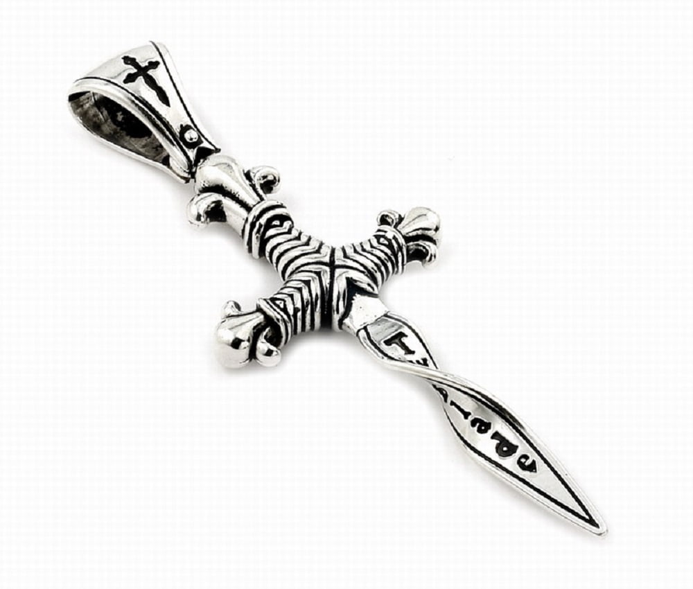 Sterling Silver Twisted Blade Medium Dagger Pendant