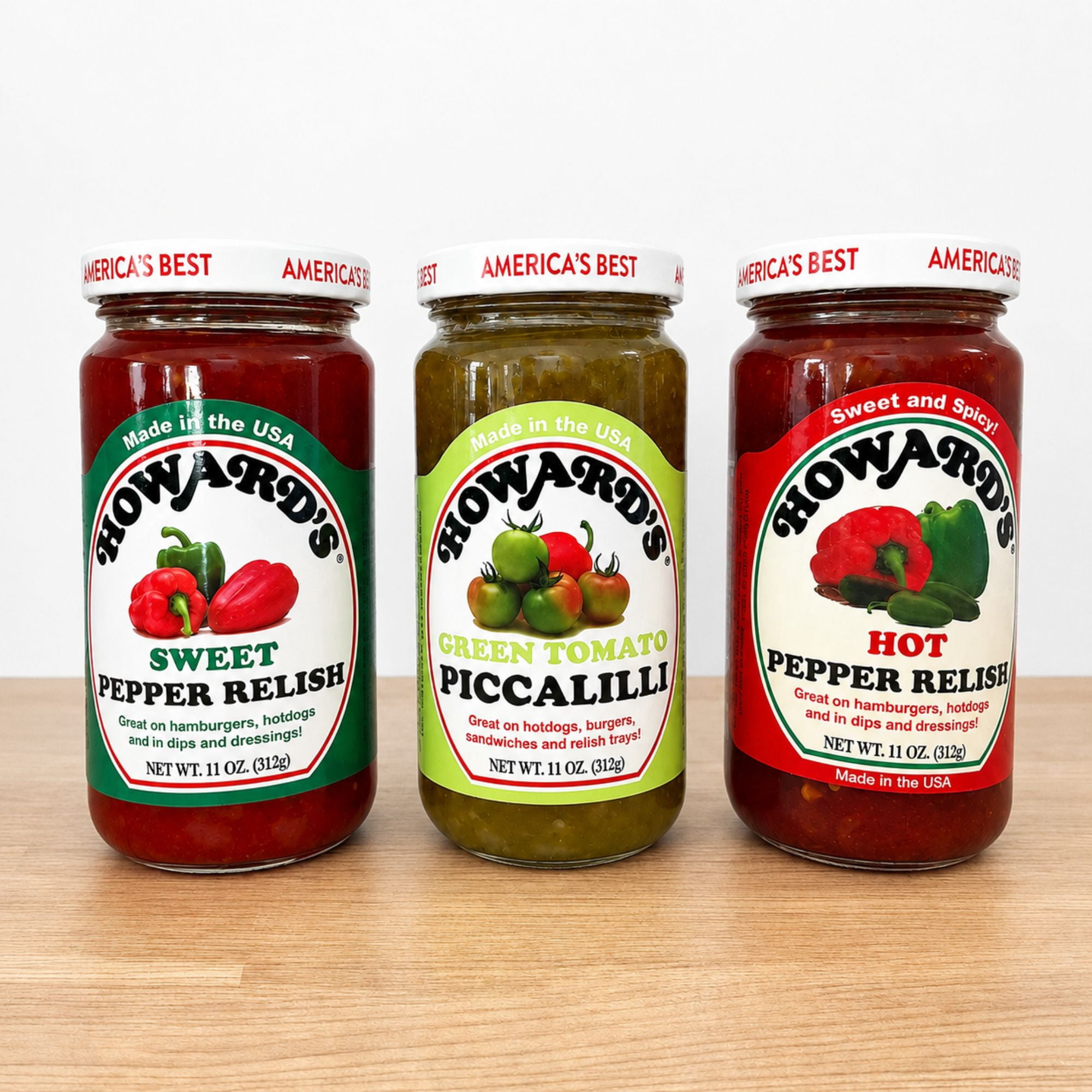 (3 pack) Howard Foods Hot Pepper Relish, 11 oz Jar – Spicy Sweet Relish for Sandwiches, Burgers, Hot Dogs, and More