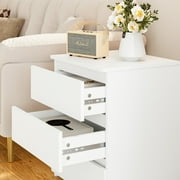 Homfa White Nightstand with 3 Drawers Set of 2, Sofa Table for Living Room, Modern Wooden Storage Cabinet for Bedroom