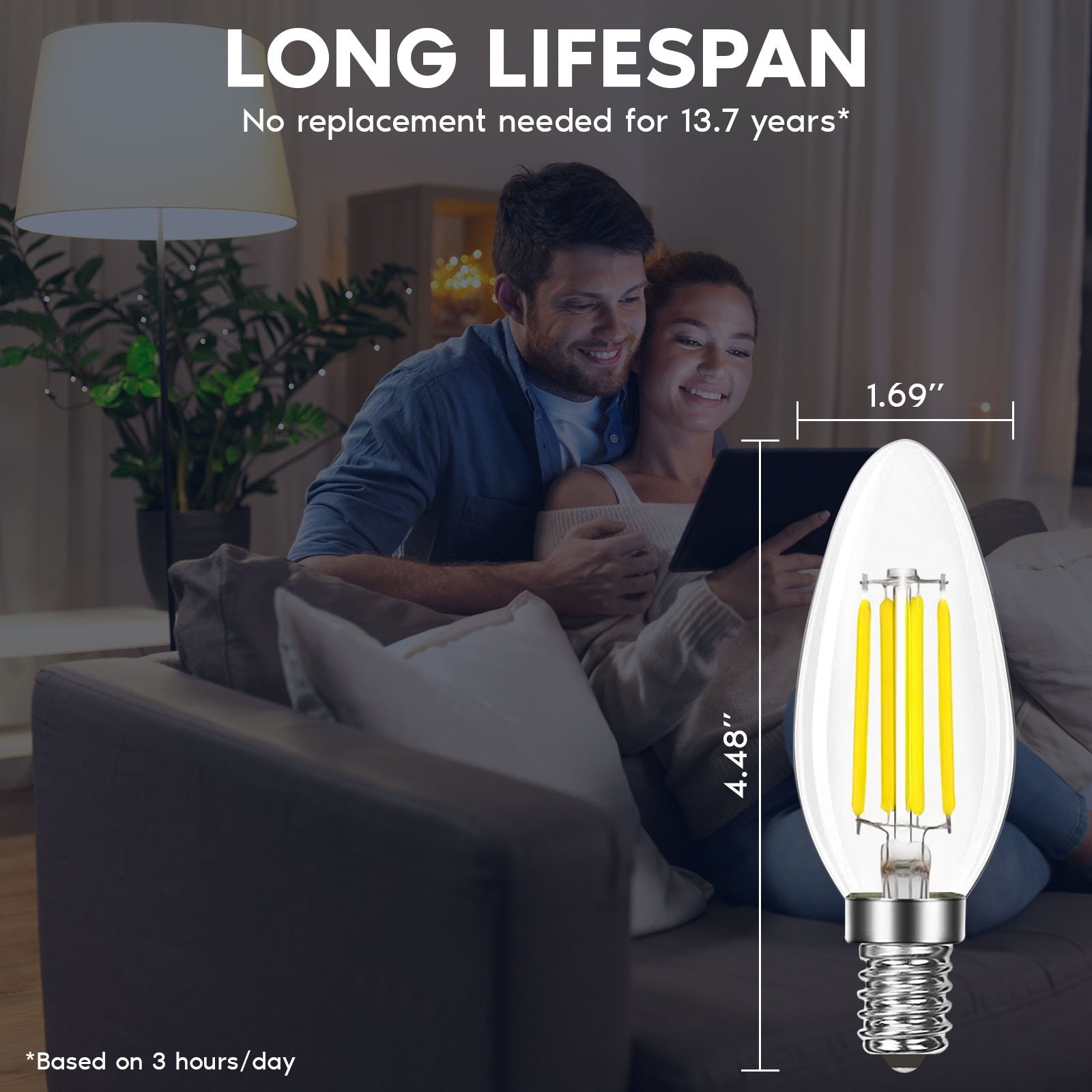 Luxrite LED E12 Candelabra Bulb 8W=75W, 1000 Lumens, 5000K Bright White, Dimmable, Enclosed Fixture & Wet Rated 24 Pack