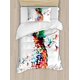 thumbnail image 1 of Juego de funda de edredón con diseño de piña, diseño geométrico de piña que estalla en un vuelo de pájaros dispersos, estampado abstracto moderno, juego de cama decorativo de 3 piezas con 2 fundas de, 1 of 4