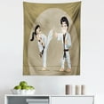thumbnail image 1 of Karate Tapestry, Perform Karate Martial Arts Sports Cartoon, Fabric Wall Hanging Decor for Bedroom Living Room Dorm, 5 Sizes, Sepia Dark Tan, by Ambesonne, 1 of 1