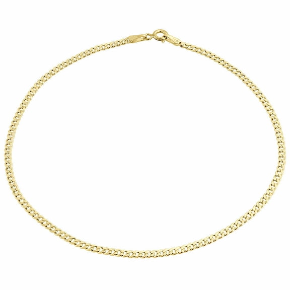 Mens or Ladies 10k Yellow Gold Flat Cuban Curb 2.40mm Bracelet 7 Inches