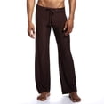 thumbnail image 2 of Pantalones de pijama para hombre, de seda helada, holgados, de poliéster, con cordones, de color liso, talla grande, para yoga, 2 of 6