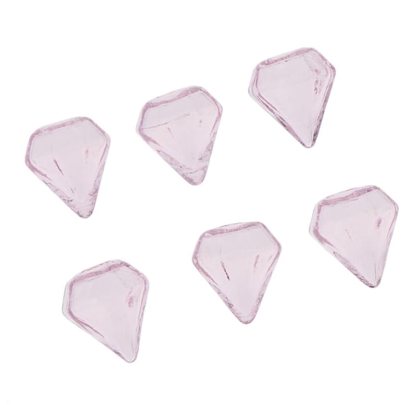 6 botellas de vidrio con forma de diamante, viales transparentes con tapa de globo de 15 mm Rosado