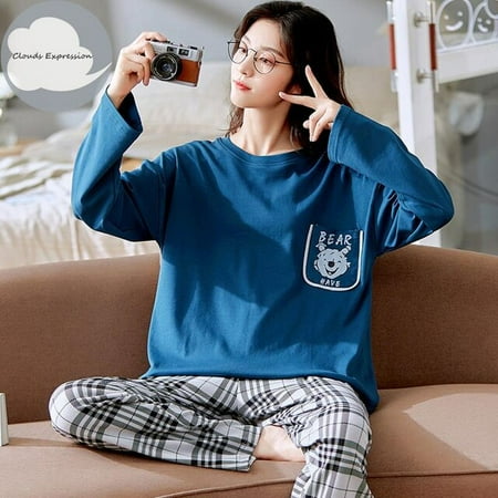 

QWZNDZGR Autumn Winter Long-sleeved Men s Cotton Pajamas Letter Striped Cartoon Pajama Sets Casual Men Pyjamas Plus Size 3XL Pijama Set