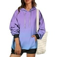 thumbnail image 4 of YUGYXL Plus Size Loose Hoodie for Women Gradient Color Drop Shoulders Sweatshirt Drawstring Comfy Long Sleeve Hoodies Sky Blue XXXXXL, 4 of 7