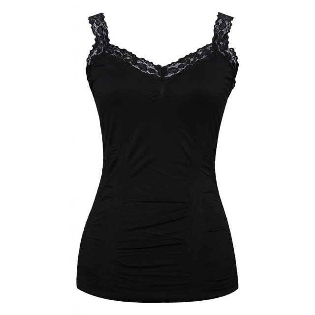 MOPAS Haut Sans Manches Col en V Noir pour Femmes Taille Unique