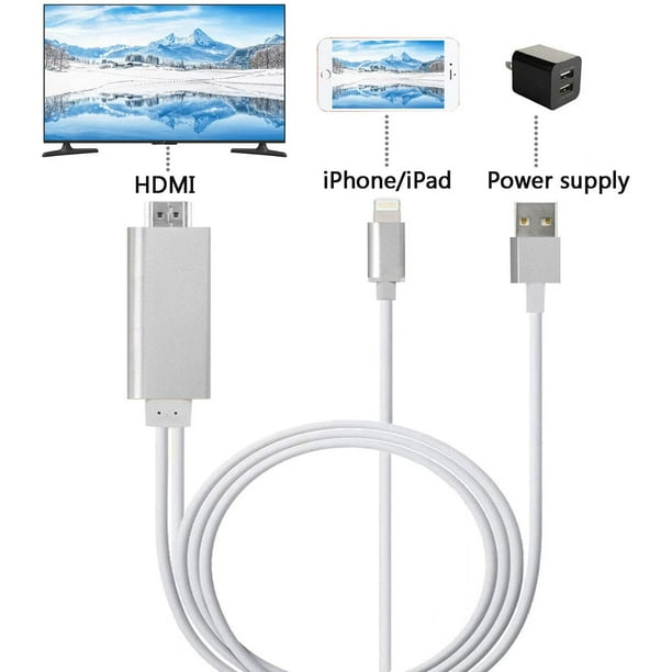 Câble adaptateur compatible avec iPhone iPad vers HDMI 1080p haute  résolution pour projecteur TV moniteur connecteur cordon pour iPhone Xs Max  XR X 8 7 6 Plus iPad Pro Air Mini iPod