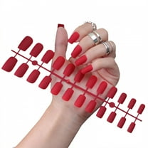 RAGUPEL 24Pcs Glue on Nails for Women,Dark Red Short Press on Nails,Matte Finish Stick on Nails for Women,Best Press on Nails for Daily Life,Style1