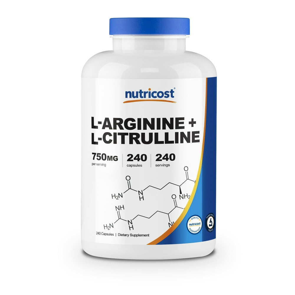Nutricost LArginine LCitrulline Complex 750mg, 240 Capsules NonGMO