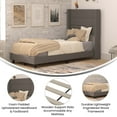 thumbnail image 5 of Flash Furniture Quinn Wingback Upholstered Platform Bed, Charcoal, Twin, 5 of 12
