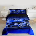 thumbnail image 2 of Manfei Speed Racing Car Bedding Comforter Set 2pcs for Teen Boys Men, Blue Sports Car Twin Comforter Sets, Race Car Game Bedding Set, Super Cozy Room Decor, 2 of 8