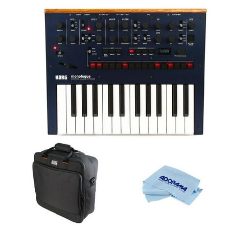 Korg Monologue 25-Key Monophonic Analog Synthesizer with 80 Presets, Dark Blue - Bundle Gator Cases Updated Padded Nylon Mixer/Equipment Bag, Microfiber Cloth