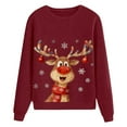 thumbnail image 4 of KANG Cute Deer Print Pullover Casual Crewneck Long Sleeve Holiday Soft Fashion Sweatshirt Top For Daily Wear, 4 of 5