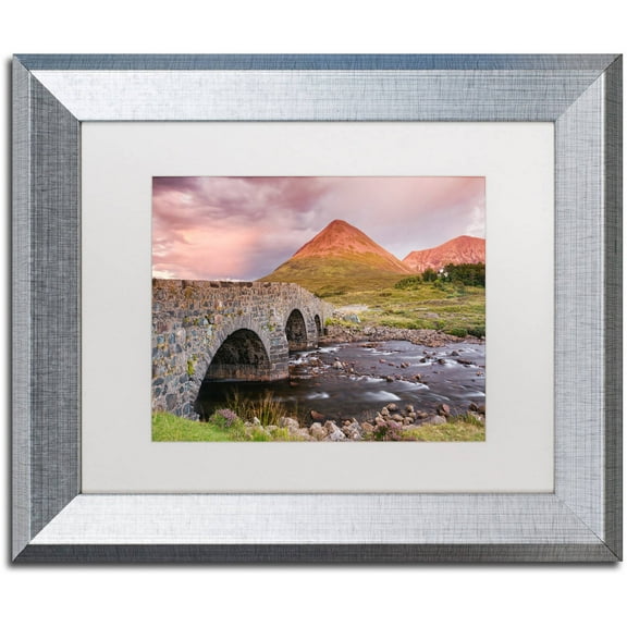 Trademark Fine Art "Scottish Bridge" Canvas Art by Michael Blanchette Photography White Matte, Silver Frame