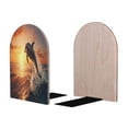 thumbnail image 2 of KLL Sunset Dancing Dolphin A Print Wood Book Ends for Shelves,1 Pair Wood Bookends Book Holder Stand Decorative, Book Stoppers for Heavy Duty Books CD File Video Games, 2 of 8