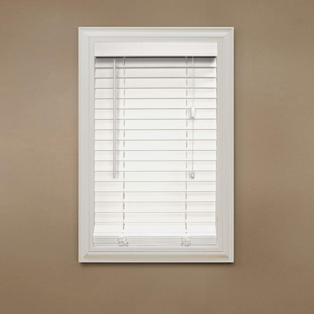 Premium Faux Wood Blind PRE CUT Home Decorators White Cordless 2-1/2 in 