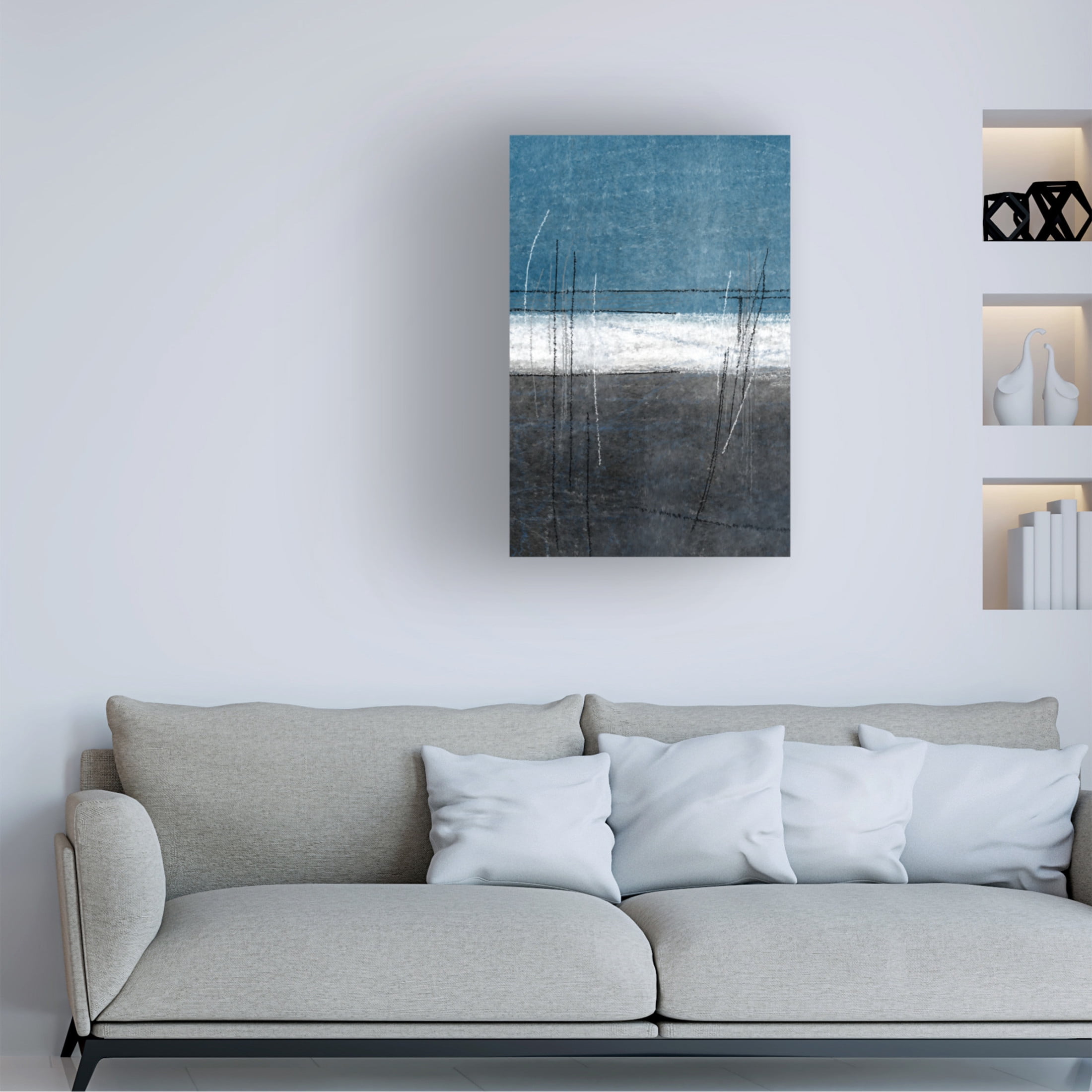 Canvas Wall Art - Incado 'Blue Gray Grass' Wall Art for Living Room, Bedroom, or Office Décor by Trademark Fine Art - 30 x 47 Inches