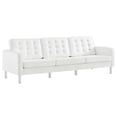 thumbnail image 3 of Sofa Couch, White Silver, Vegan Leather, Mid Century Living Lounge Cafe Lobby Hospitality Restaurant, Modern Contemporary HB34849, 3 of 11