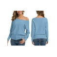 thumbnail image 6 of Anygrew Womens Off Shoulder Sweater Pullover Sweater For Women Knit Jumper,Royal Blue, 6 of 9