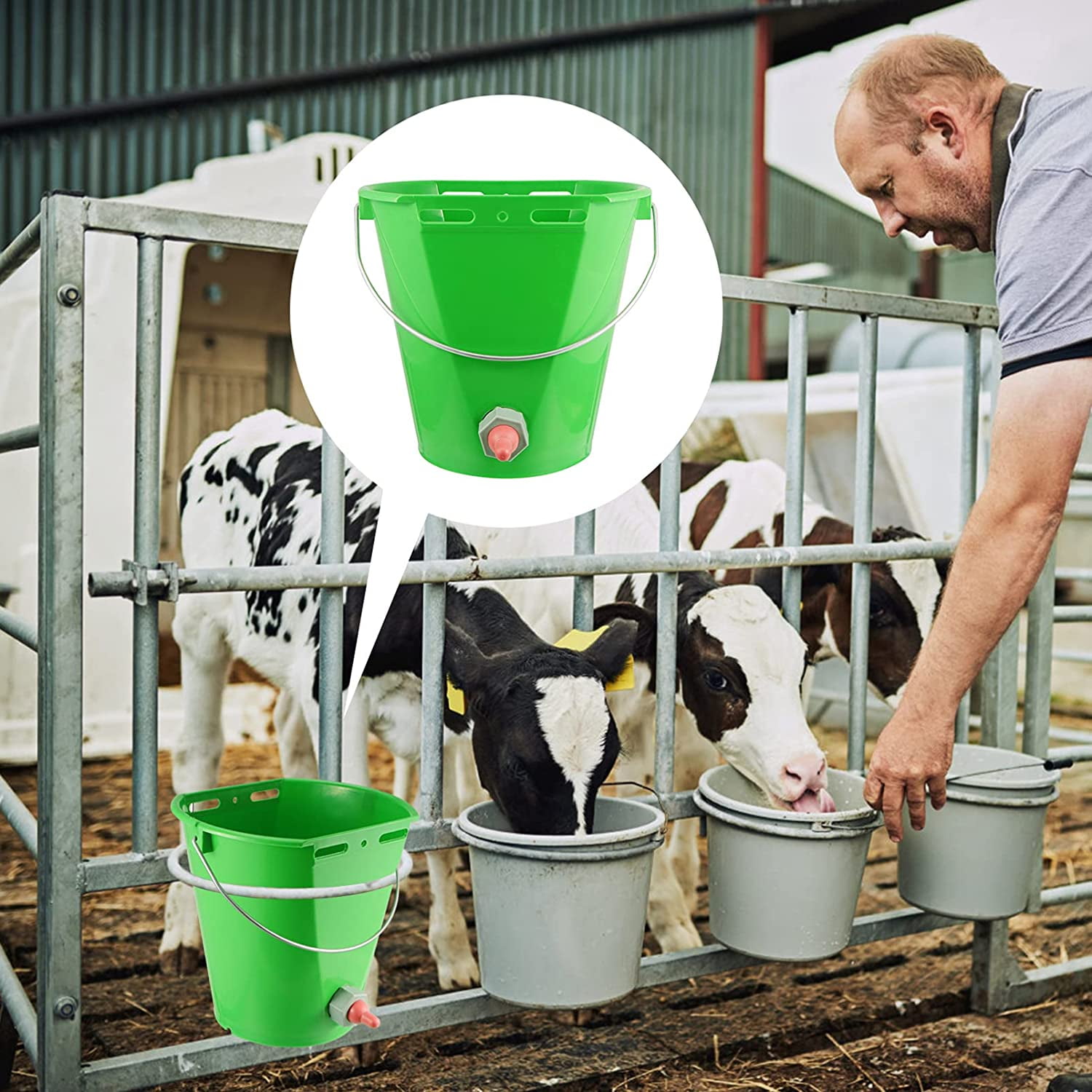 Feeding & Watering Supplies Hemoton Lamb Milk Bucket with Nipples Goat  Sheep Calf Feeding Bucket Baby Animal Feeder Nursing Bottles for Farm  Animals Horses 