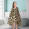 thumbnail image 6 of Brown and Black Leopard Print Hooded Bath Towel，60"x35" for Ages 3 To 12 Kids, Quick Dry Lightweight Soft Microfiber Hood Beach Towel Cover Up for Kids, 6 of 7