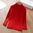 thumbnail image 3 of GYRATEDREAM Girl's Ruffle Neck Sweaters Kids Long Sleeve Drop Shoulder Pullover Cable Knit Chunky Contrast Sweater Tops for 2-3Y Red, 3 of 6