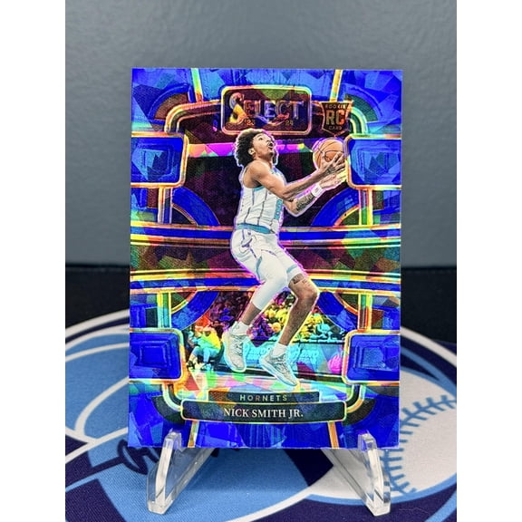 2023-24 Panini Select Nick Smith Jr. Charlotte Hornets #89 Blue Cracked Ice Prizms RC Basketball Card