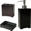 Elite Home Fashions Piano Collection 3-Piece Bathroom Accessory Set, Espresso