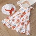 thumbnail image 2 of Uuszgmr Toddler Girls Fashion Summer Flower Dress Babys Kids Tutu Dress With Sun Hat Girls Sling Cake Dress Floral 2Pcs Outfits,Size:4-5 Years, 2 of 6