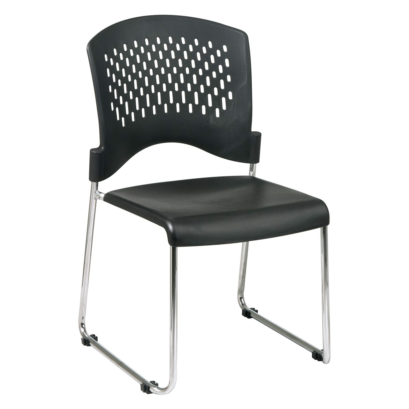 Sled Base Stack Chair with Plastic Seat and Back, 2Pack, Black
