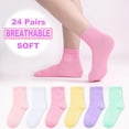 thumbnail image 4 of 24 Pairs Girls Socks Kids Toddler Crew Socks Girls Athletic Sock Kid School Sock for 1-14 Years, 4 of 7