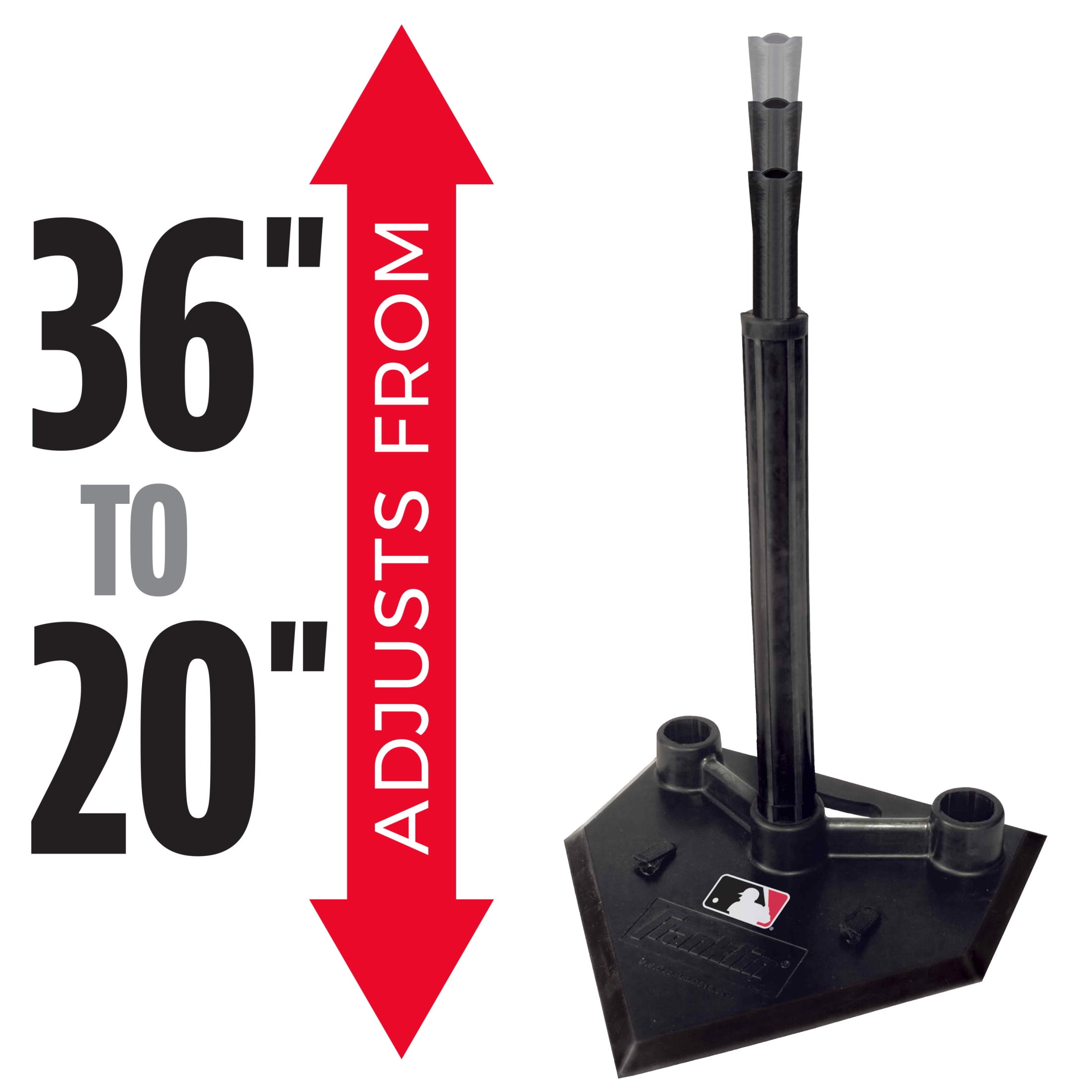 Franklin Sports MLB 3-Position Adjustable Kids Batting Tee, Black