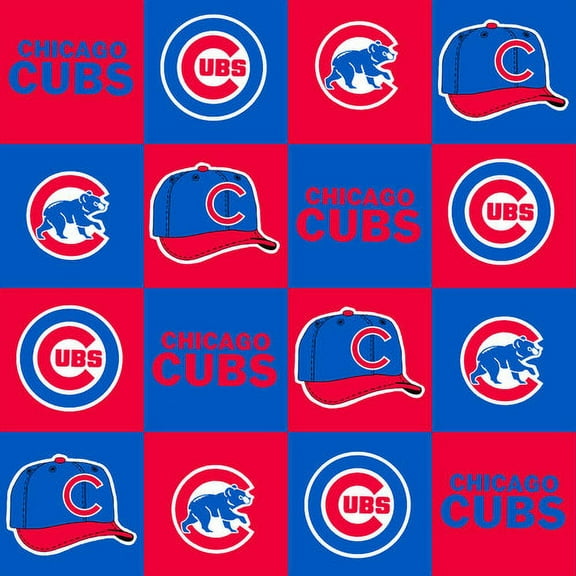 Chicago Cubs 58" 100% Polyester Fleece Logo Sports Craft Fabric By the Yard, Blue, Red and White