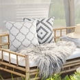 thumbnail image 2 of Ox Bay 20" x 20" Hand-Woven White/ Grey Trellis Resistant Polyester Pillow Cover, 2 of 9