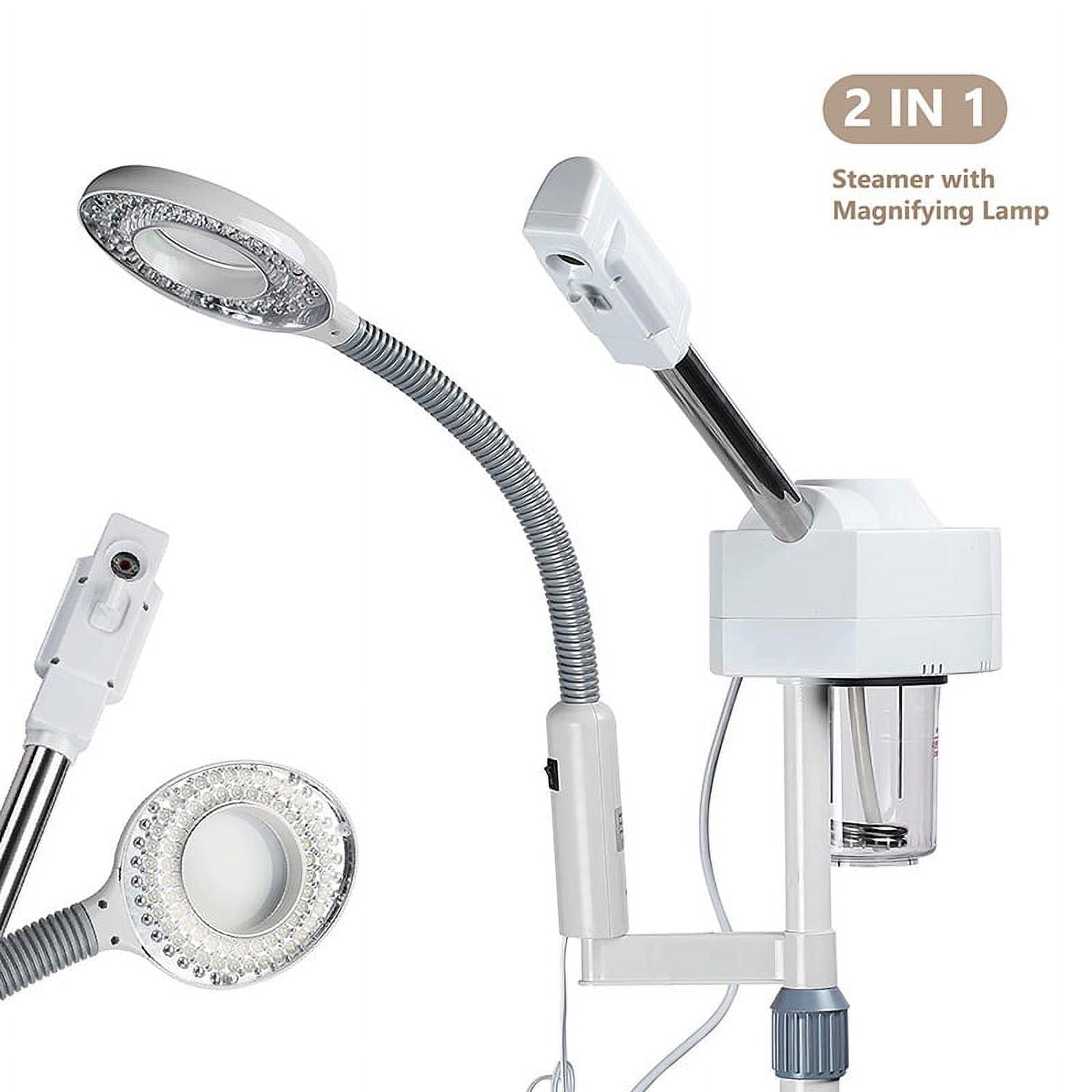 2 in 1 Facial Steamer with 5X Magnifying Lamp Ozone Nano Ionic Face Steamer Humidifier Vaporizer Aromatherapy Mist Steam Inhale