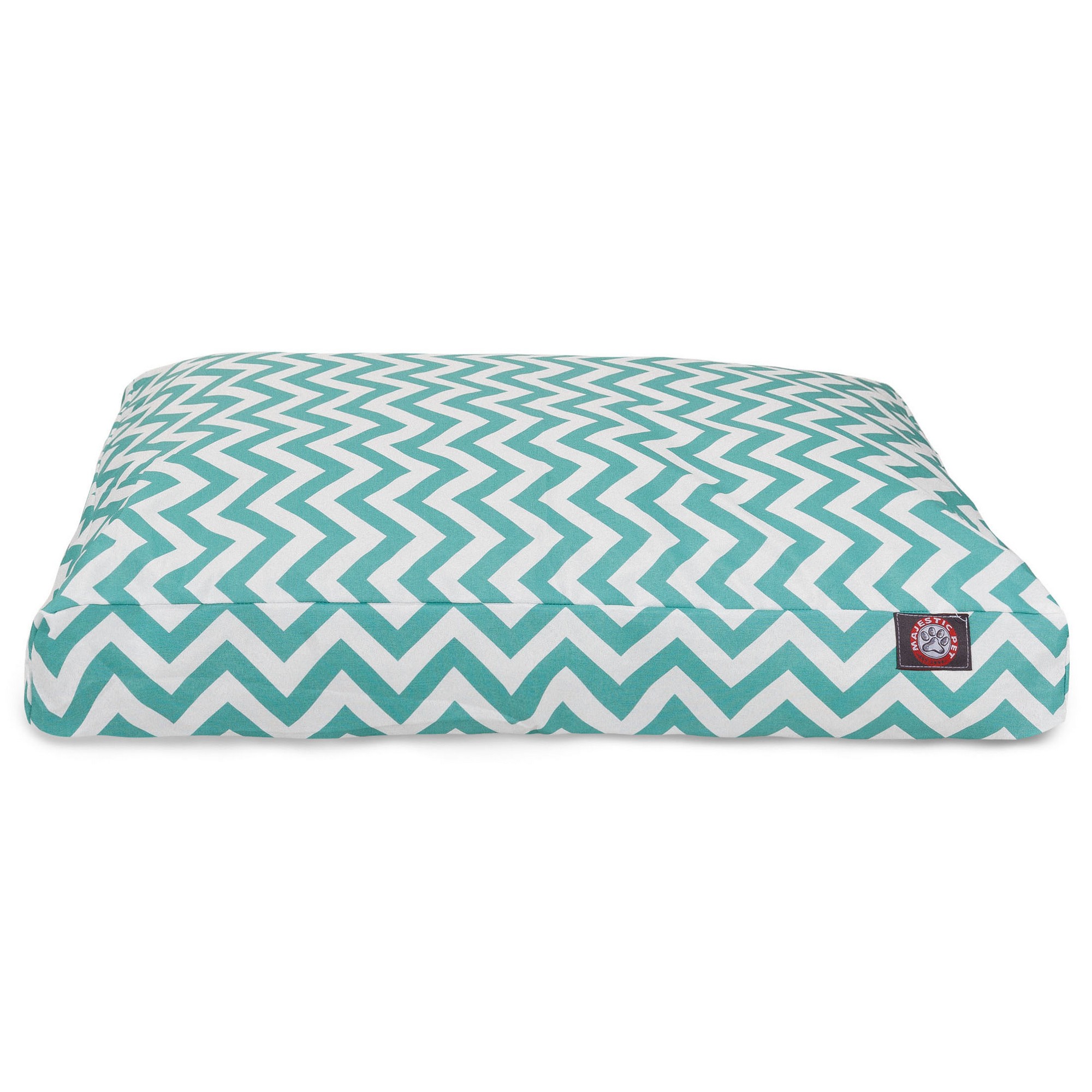 Majestic Pet | Chevron Shredded Memory Foam Rectangle Pet Bed For Dogs, Removable Cover, Teal, Large
