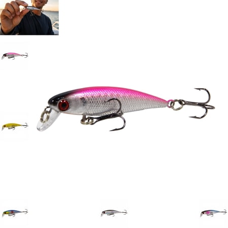 Slow Sinking Minnow Lure - Hard Plastic Bait with Lifelike Swimming Action Realistic Artificial Lure for Bass Trout Snakehead Saltwater Freshwater Fishing