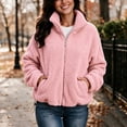 thumbnail image 4 of Enjoytime Fleece Jacket Women Lapel Long Sleeve Full Zip Up Short Coat Casual Warm Cozy Fall Winter Outwear with Pockets, 4 of 8