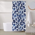 thumbnail image 6 of Shower Curtain, Blue ink flowers Waterproof Fabric Plastic Shower Curtain, Drying Fast Bathroom Curtain with 9 Buttonholes, Ruffle Shower Curtain 60x72in, 6 of 8