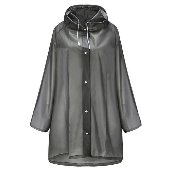 Reusable Raincoat Fashion Thicken EVA Rain Poncho Outdoor Waterproof Raincoat Outdoor Rainwear with Hood and Elastic Sleeves for Climbing Travel Adult ( Size, Translucent Black)