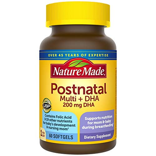 Nature Made Postnatal + DHA Softgels, 60 Count, Support for Breastfeeding Moms? (Packaging May Vary)