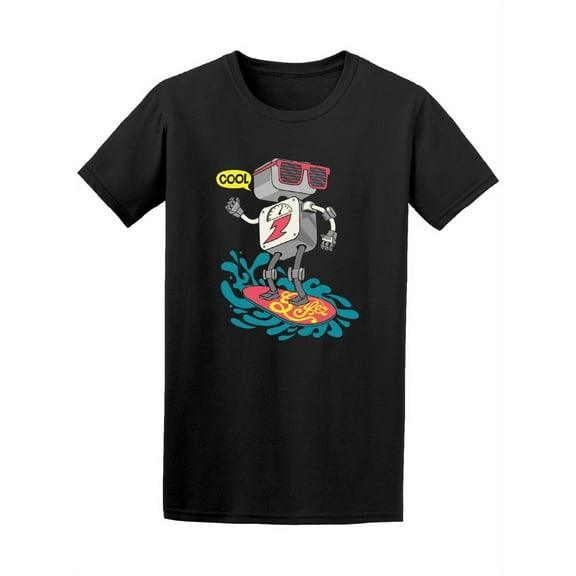 Cool Surfer Robot Graphic T-Shirt - Image by Shutterstock, Male Medium