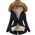 thumbnail image 5 of Winter Warm Women Faux Fur Hooded Cotton Down Jacket Casual Outwear Long Overcoat, 5 of 7