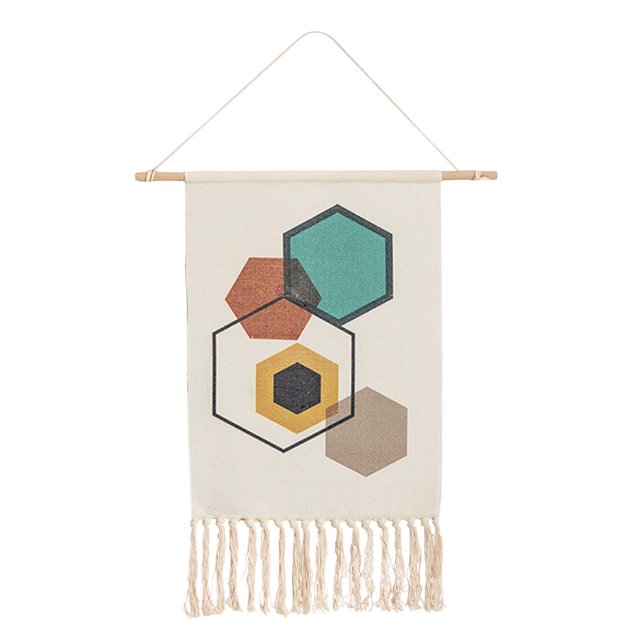 Tapiz colorido para colgar en la pared con borla, tapiz hecho a mano, manta con barra de madera, decoración de arte de la pared para el hogar, sala de BLESIY Tapiz para colgar en la pared