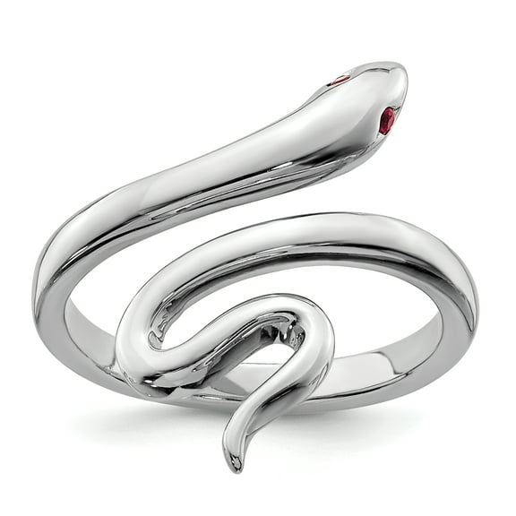 Primal Silver Sterling Silver Rhodium-plated Snake with Synthetic Ruby Toe Ring